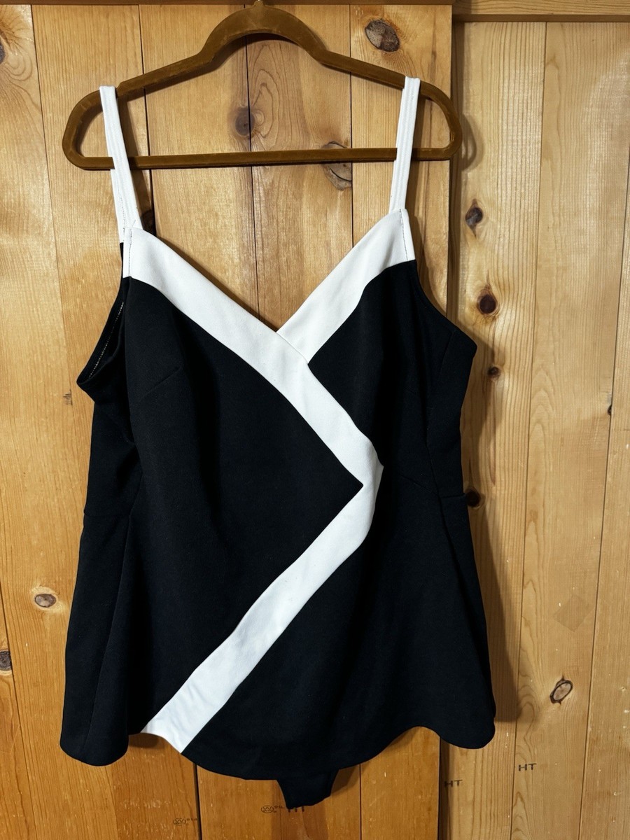 VTG TAB SWIMSUIT SWIMDRESS BLACK & White Size 46” B-46-50” W-44-46” 2X 20/22 View 5