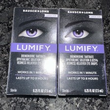 BAUSCH LOMB LUMIFY 2 BOXES .25-OZ REDNESS RELIEVER STERILE EYE DROPS EXP 01/27