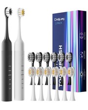 2 Pack Electric Toothbrush Set, Comes with 12 Brush Heads 2 Electric Toothbrus