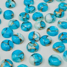  WHOLESALE ICE BLUEDAHLIA COPPER TURQUOISE CABOCHON ROUND SHAPE LOOSE GEMSTONE