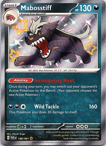 Mabosstiff Holo Shiny Rare SV: Paldean Fates 188/091 NM