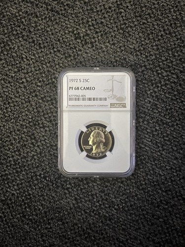 1972 S Washington Quarter Proof NGC PF 68 CAMEO PR68CAM Frosty Coin 25C