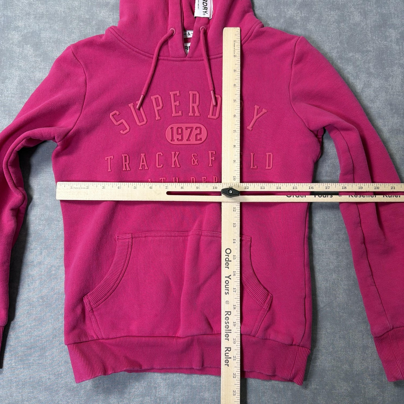 Superdry Hoodie Womens Small Pink Pullover Fleece Track & Field Sweatshirt image 4