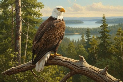 American Bald Eagle Painting Wall Art Print Printed On Canvas Artprint ...