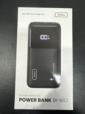 INIU Power Bank, 20000mAh 65W USB C Laptop Portable Classic Size, Black