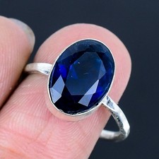 London Blue Topaz Handmade 925 Sterling Silver Jewelry Ring US Size 9