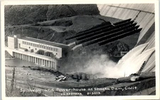 1940s Spillway & Power House Shasta Dam California Eastman Real Photo Postcard