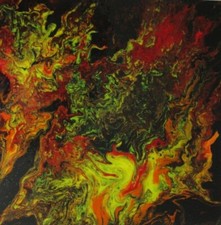 Fiery Love Original Handmade Acrylic Painting Abstract Wall Art Gift Idea