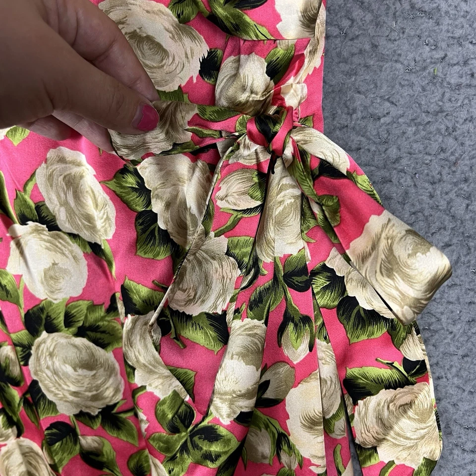 NWT VTG Rare 90s Betsey Johnson Mini Floral Slip Wrap Dress 100% Silk Sz 6 - Image 3 of 4