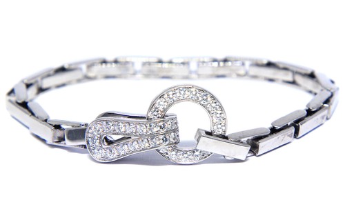 Cartier Agrafe 18k White Gold Diamond Ladies Bracelet with Pouch | eBay