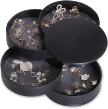 5-Layer Rotating Jewelry Organizer Box with Lid