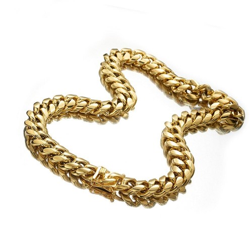 Stainless Steel Gold Color Cuban Chain Faucet button Hip Hop Fashion Jewelry - Bild 5 von 11