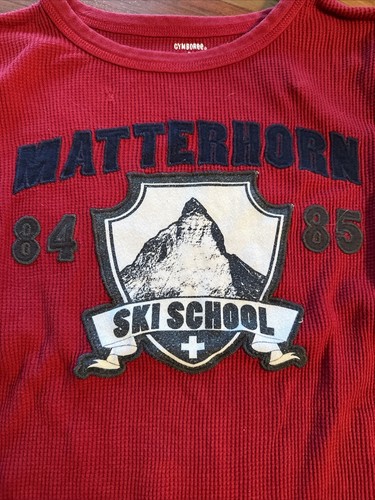 Gymboree Thermal Matterhorn Ski School Size 7 Kids Long Sleeve Shirt Red - Picture 2 of 7