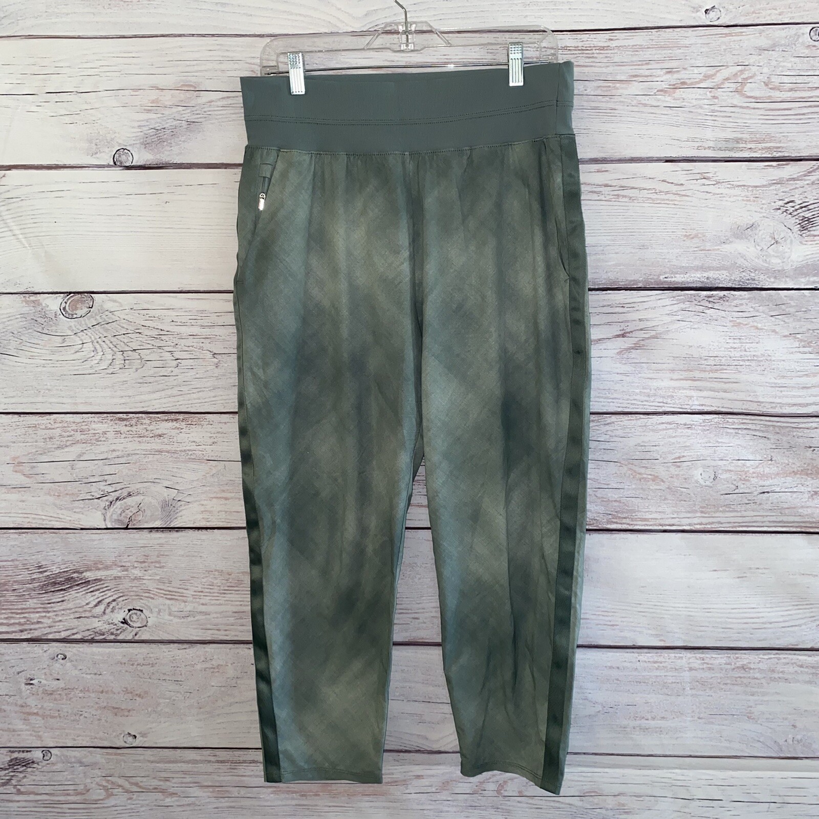 Athleta Womens Nolita Pants 14 Green Slim Tapered Printed Crop 982565