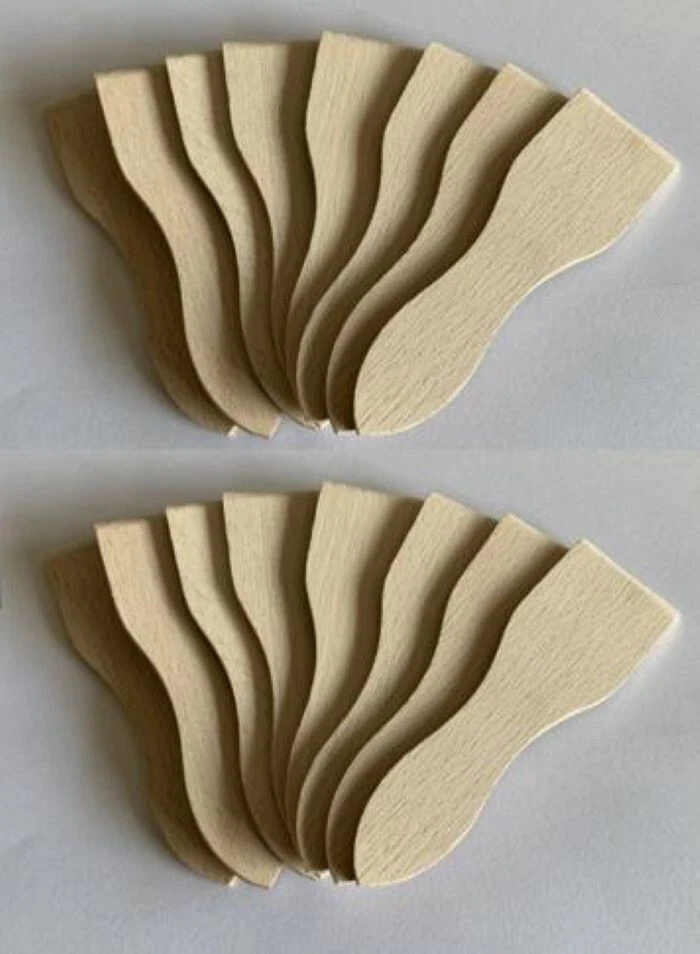 16 x Raclette Schieber Wender Raclettespachtel Schaber aus Buche/roh 13cm