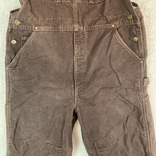 Peto Carhartt Marrón Lona Babero Edredón Forrado Ropa de Trabajo Talla 36W 32L - Imagen 5 de 24