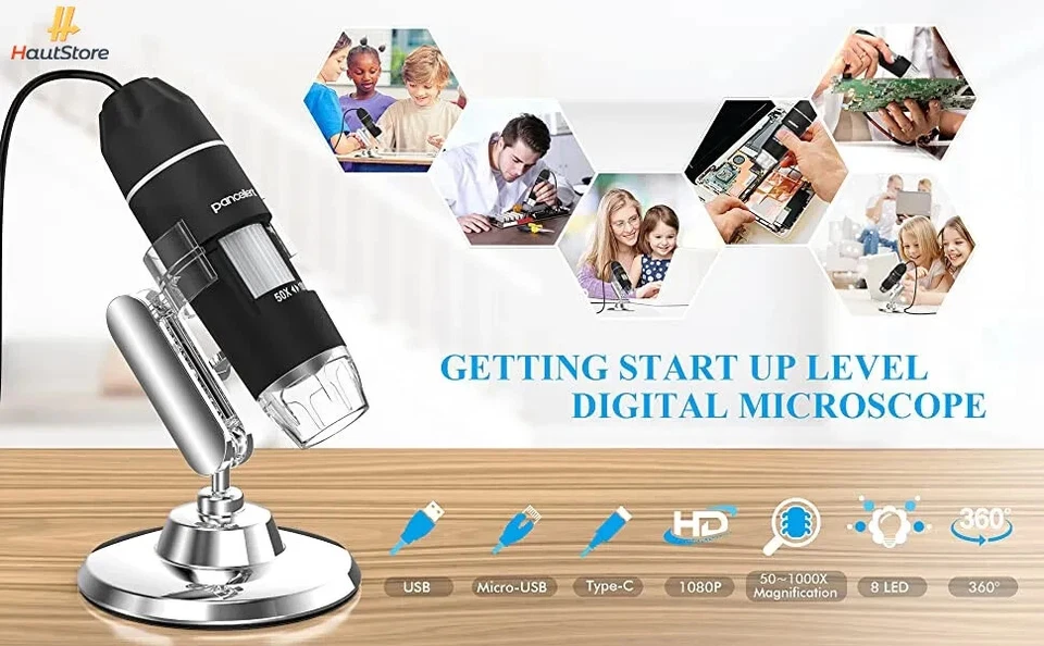 Microscope numérique USB Endoscope de grossissement 40X-1600X Portable Bysame... - Photo 4/4