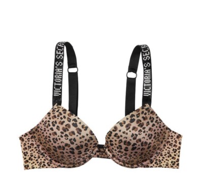 Victoria s Secret Push Up BH mit Strass und Logo. Leopardendruck. 1DD(E) 