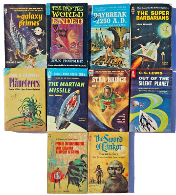 Lot of 10 ACE Double Single SCIENCE FICTION SCI~FI  PULP PAPERBACKS 1950s-1960s