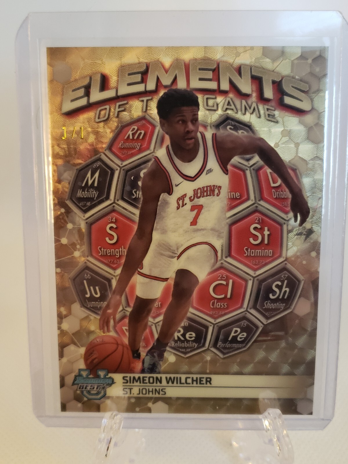 2023-24 Bowman University Best Simeon Wilcher Elements of Game Superfractor 1/1