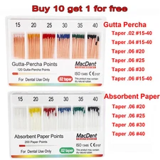 MacDent Dental Root Canal Endo Treatment Gutta Percha Points .02/.04/.06 Taper