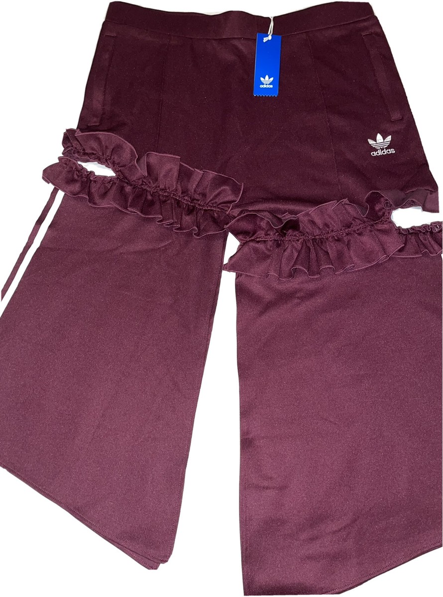 Adidas Originals J KOO 3 Stripe Trefoil Ruffle Skirt Maroon