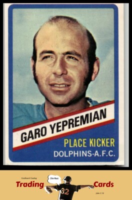 1976 Town Talk Bread #12 Garo Yepremian Miami Dolphins Baseball Card VG