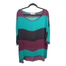 Allegra K Womens Sz M Multicolor Striped 3/4 Sleeve Dress