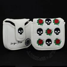 19th Hole Custom Shop Skull & Rose High-MOI Mallet Putter Head Cover, Heel Shaft