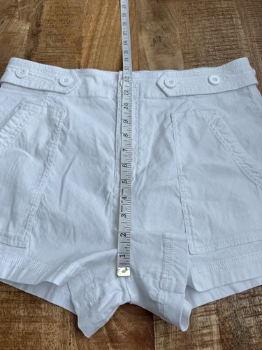 Pantalones cortos para mujer Maeve Anthropologie mezcla de lino blanco liso cintura alta 12 - Imagen 8 de 9
