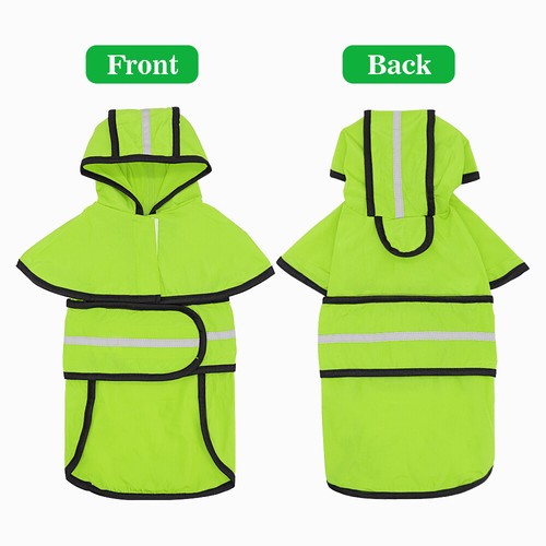 Waterproof Dog Rain Coat Hoodie Jacket Reflective Small Large Clothes Rottweiler - Picture 5 of 14