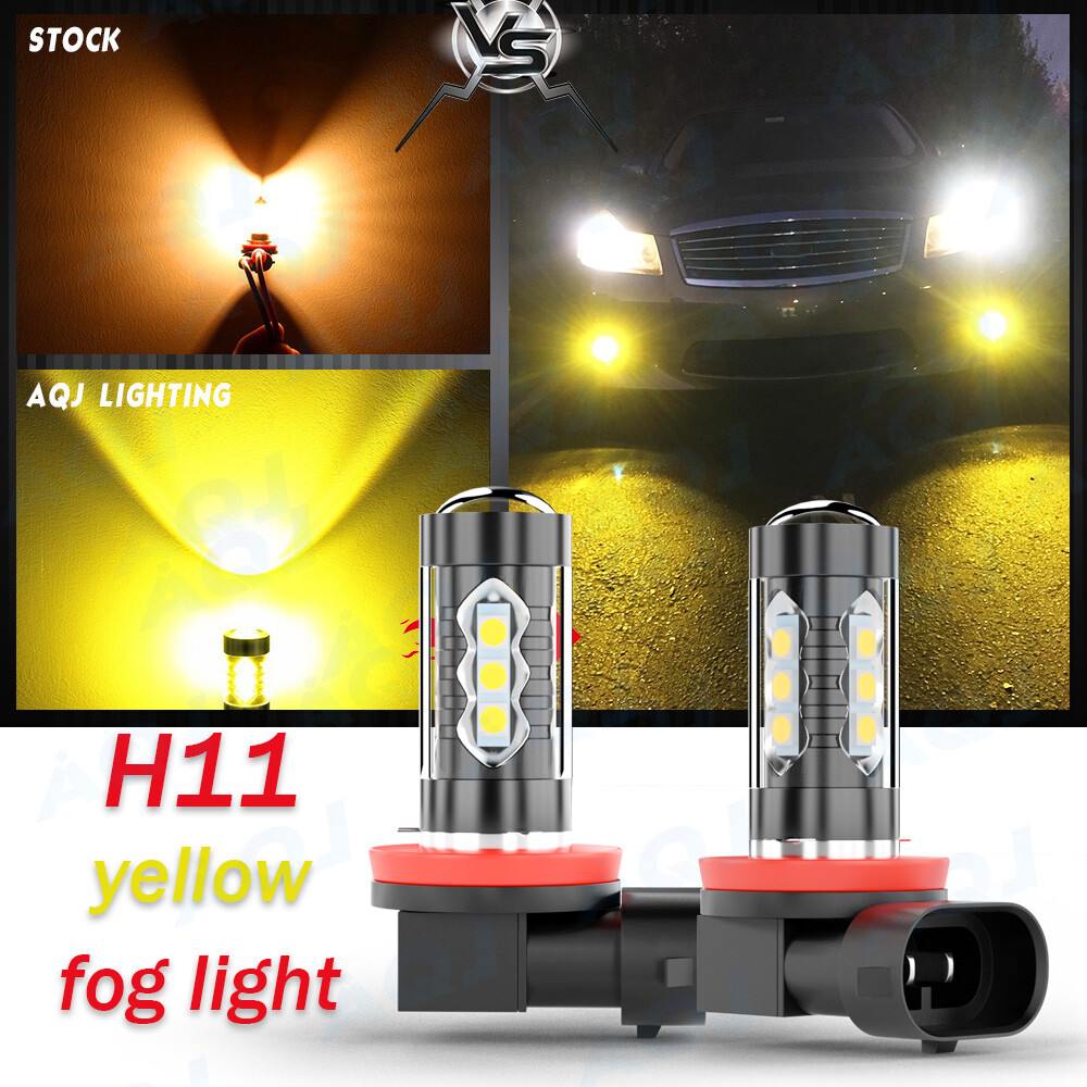 Yellow Fanless H8 H9 H11 LED Headlight Kit Low Beam Fog Light Bulb