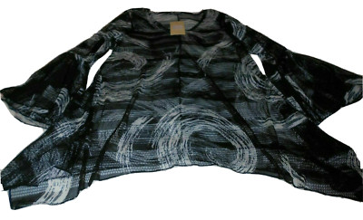 NWT DOR DOR COUTURE DRESSY ELEGANT BLACK WHITE FISHNET TOP SHIRT LADIES SMALL