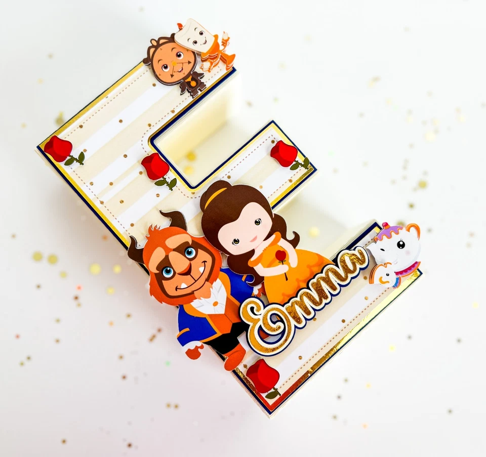 La Bella y la Bestia - Letras 3D, Fiesta de Cumpleaños, Decoración de Fiesta Infantil Foto 3 de 4