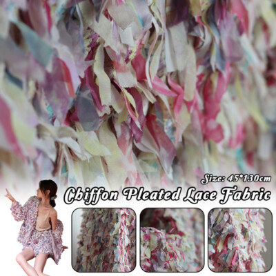 DIY Chiffon 3D Pleated Lace Fabric Gradient Fashion Designer Handmade 45*130cm