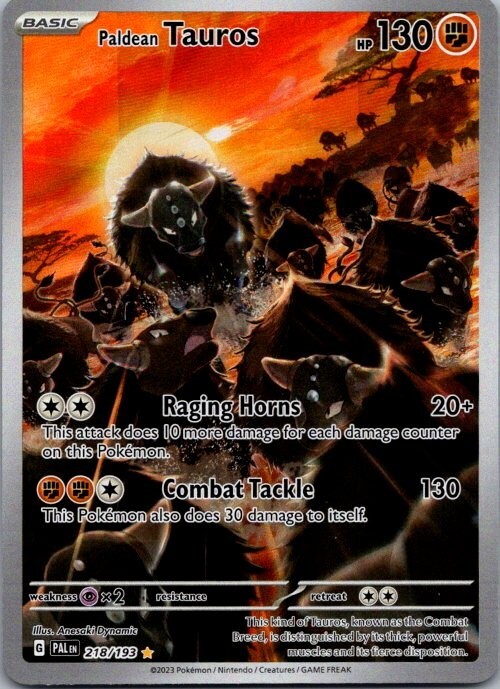 Pokemon Paldean Tauros 218/193 Paldea Evolved Illustration Rare Full Art Holo NM