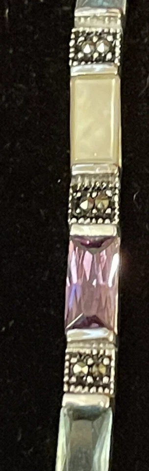 Pulsera Tenis Plata de Ley 925 con Nácar, Amatista, Cristal Marcasita Foto 2 de 4