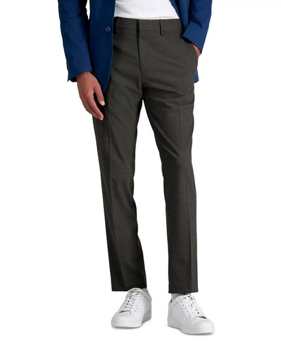 Kenneth Cole Reaction Men's Slim-Fit Shadow Check Dress Pants - Charcoal