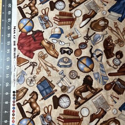 Man Of The House RJR Dan Morris Cotton Fabric 1/2 Yard (18 By 44 ) New