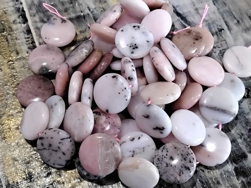 Natural Pink Opal, Flat Round, 20x7mm Approx 20 pce, Free postage. Oz - Picture 2 of 5