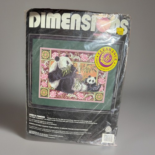 Dimensions Needlepoint Kit 2415 Gentle Pandas Vintage 1993 Complete dimensions-needlepoint-kit-2415-gentle-pandas-vintage-1993-complete