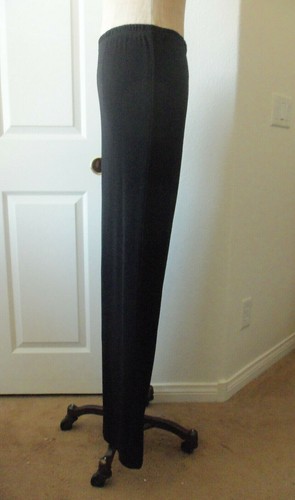 DKNY Black Rayon Polyester Jersey Elastic Waist Leg Wide Leg Pull On Pants - L - Picture 3 of 8