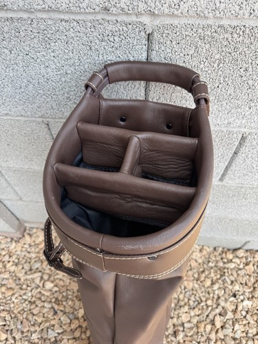 Sun Mountain Golf Sunday Bag Leather Brown Single Carry Strap Great Condition - Picture 10 of 13
