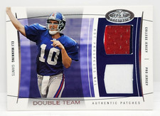 ELI MANNING /50 DUAL RELIC ~ 2004 NFL HOT PROSPECTS / DOUBLE TEAM  COLLEGE & PRO