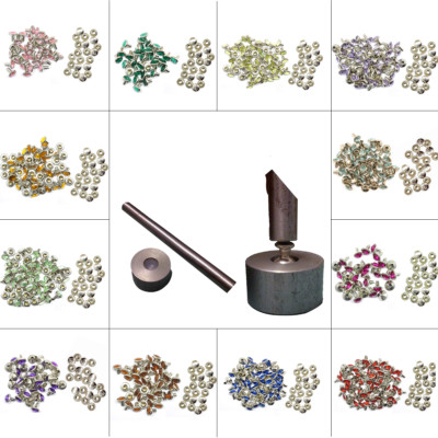 10 mm Diamant Nieten + Setzwerkzeug Kristall Nieten für Leder Kleidung DIY
