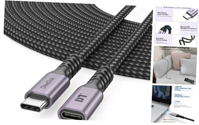 20ft USB C Extension Cable with 100W Charging & 4K@60Hz Support-image