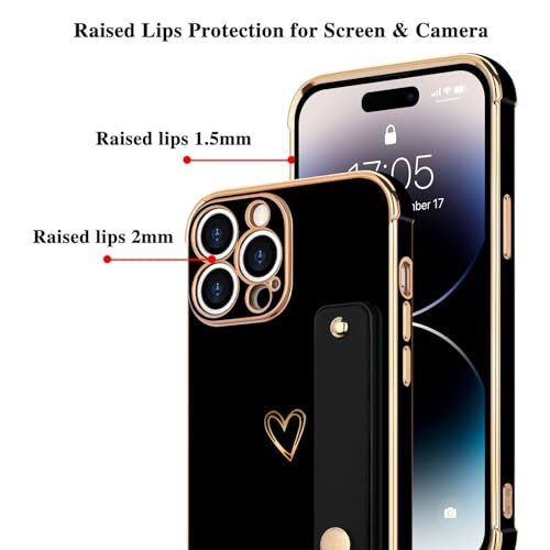 for Case for Women Girls, Bling Luxury Plated Bumper iPhone 14 Pro Max Black - 第 7/7 張圖片