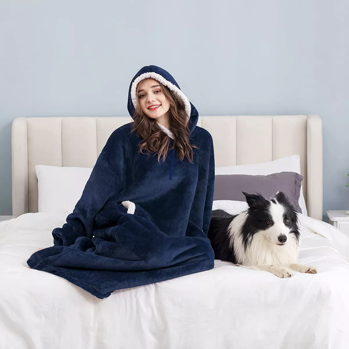 Ultra Warm Snuggle Fluffy Sweatshirt Blanket, Oversized Hoodies Wearable  Blanket