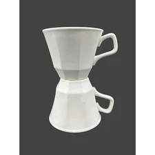 2 Homer Laughlin Colonial White Flat Cup Vintage Discontinued Pieces