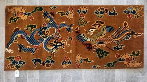Tibetan Dragon and Phoenix 100% Wool Hand Knotted Nepal Rug Carpet- 3X6 FT- NEW - Picture 3 of 9